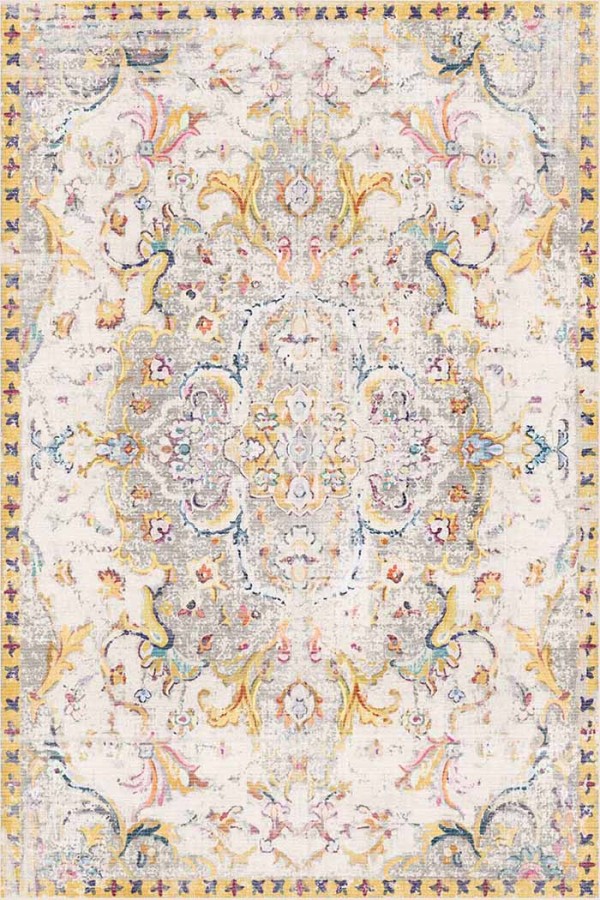 Renne Desenli Pamuk Tabanlı Yıkanabilen Kaydırmaz Antibakteriyel Şönil Salon Halısı