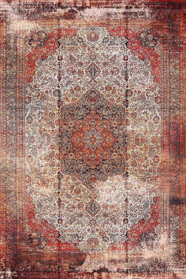 Root Eskitme Desenli Pamuk Tabanlı Yıkanabilen Kaydırmaz Antibakteriyel Şönil Salon Halısı