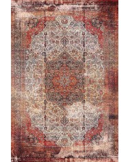 Root Eskitme Desenli Pamuk Tabanlı Yıkanabilen Kaydırmaz Antibakteriyel Şönil Salon Halısı