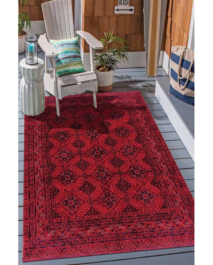 Rosso-Afgano Eskitme Desenli Pamuk Tabanlı Yıkanabilen Kaydırmaz Antibakteriyel Şönil Salon Halısı Rosso-Afgano Eskitme Desenli Pamuk Tabanlı Yıkanabilen Kaydırmaz Antibakteriyel Şönil Salon Halısı