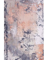 Salmone Desenli Pamuk Tabanlı Yıkanabilen Kaydırmaz Antibakteriyel Şönil Salon Halısı