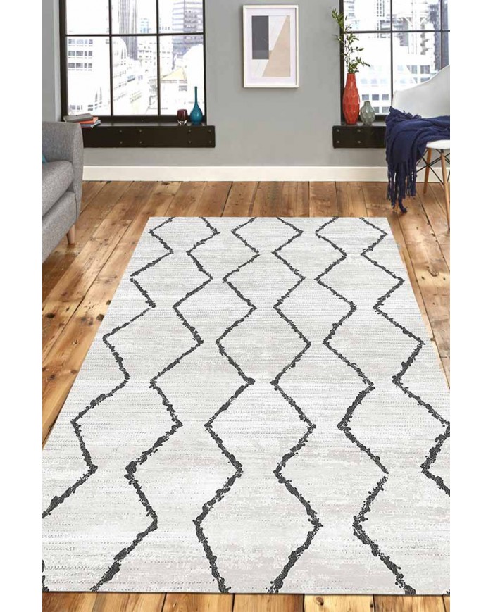 Sasha Desenli Pamuk Tabanlı Yıkanabilen Kaydırmaz Antibakteriyel Şönil Salon Halısı