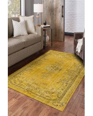 Sanepe Eskitme Desenli Pamuk Tabanlı Yıkanabilen Kaydırmaz Antibakteriyel Şönil Salon Halısı