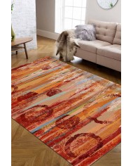 Takvor Desenli Pamuk Tabanlı Yıkanabilen Kaydırmaz Antibakteriyel Şönil Salon Halısı