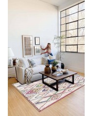 Tangiri Morocco Desenli Pamuk Tabanlı Yıkanabilen Kaydırmaz Antibakteriyel Şönil Salon Halısı