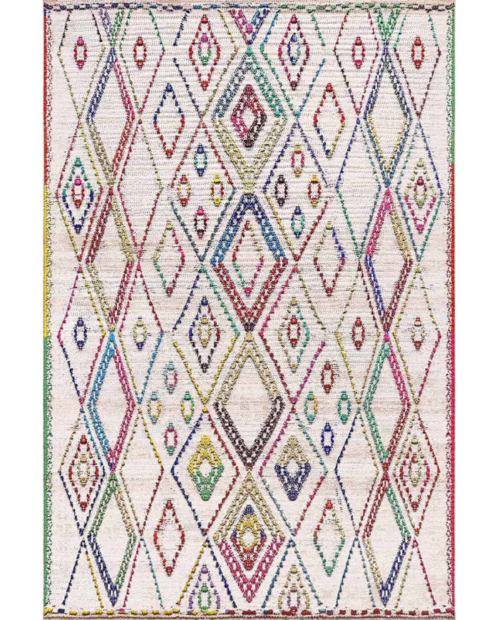 Tangiri Morocco Desenli Pamuk Tabanlı Yıkanabilen Kaydırmaz Antibakteriyel Şönil Salon Halısı