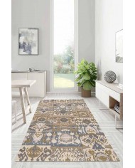 Thorn Patchwork Desenli Pamuk Tabanlı Yıkanabilen Kaydırmaz Antibakteriyel Şönil Salon Halısı