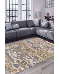 Thorn Patchwork Desenli Pamuk Tabanlı Yıkanabilen Kaydırmaz Antibakteriyel Şönil Salon Halısı