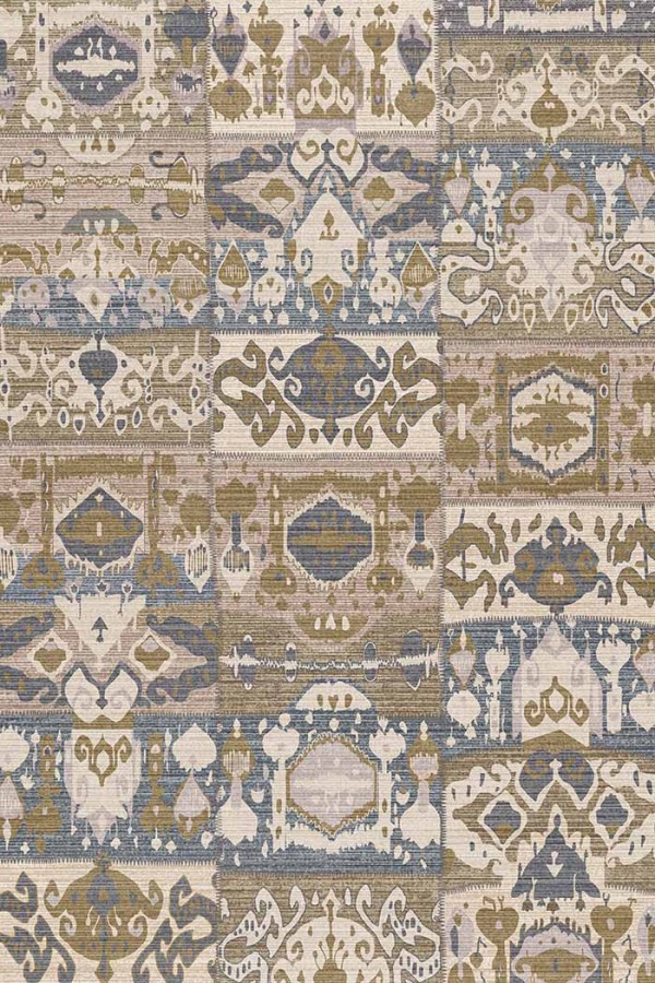 Thorn Patchwork Desenli Pamuk Tabanlı Yıkanabilen Kaydırmaz Antibakteriyel Şönil Salon Halısı