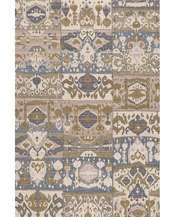 Thorn Patchwork Desenli Pamuk Tabanlı Yıkanabilen Kaydırmaz Antibakteriyel Şönil Salon Halısı