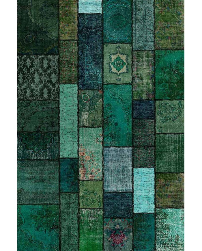 Trunk Patchwork Desenli Pamuk Tabanlı Yıkanabilen Kaydırmaz Antibakteriyel Şönil Salon Halısı