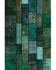 Trunk Patchwork Desenli Pamuk Tabanlı Yıkanabilen Kaydırmaz Antibakteriyel Şönil Salon Halısı