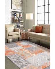 Tulip Patchwork Desenli Pamuk Tabanlı Yıkanabilen Kaydırmaz Antibakteriyel Şönil Salon Halısı