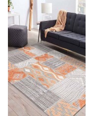 Tulip Patchwork Desenli Pamuk Tabanlı Yıkanabilen Kaydırmaz Antibakteriyel Şönil Salon Halısı