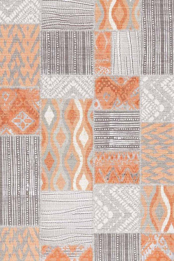 Tulip Patchwork Desenli Pamuk Tabanlı Yıkanabilen Kaydırmaz Antibakteriyel Şönil Salon Halısı