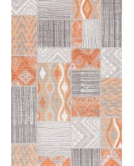 Tulip Patchwork Desenli Pamuk Tabanlı Yıkanabilen Kaydırmaz Antibakteriyel Şönil Salon Halısı