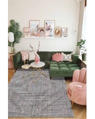 Upsala İskandinav Desenli Pamuk Tabanlı Yıkanabilen Kaydırmaz Antibakteriyel Şönil Salon Halısı