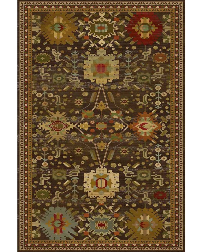 Valerie Eskitme Desenli Pamuk Tabanlı Yıkanabilen Kaydırmaz Antibakteriyel Şönil Salon Halısı