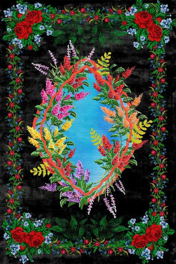 Vandetta Karabağ Desenli Pamuk Tabanlı Yıkanabilen Kaydırmaz Antibakteriyel Şönil Salon Halısı