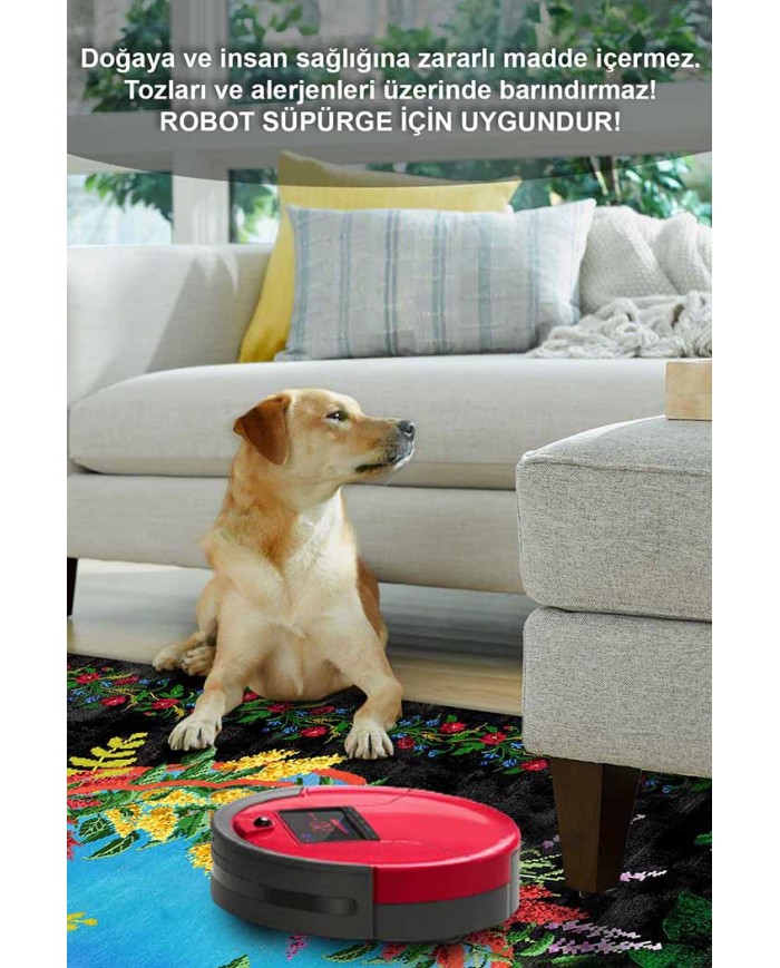 Vandetta Karabağ Desenli Pamuk Tabanlı Yıkanabilen Kaydırmaz Antibakteriyel Şönil Salon Halısı