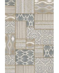 Violet Patchwork Desenli Pamuk Tabanlı Yıkanabilen Kaydırmaz Antibakteriyel Şönil Salon Halısı