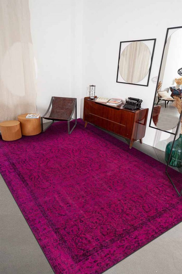 Zingararoseno Eskitme Desenli Pamuk Tabanlı Yıkanabilen Kaydırmaz Antibakteriyel Şönil Salon Halısı