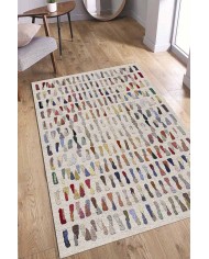 Zola Desenli Pamuk Tabanlı Yıkanabilen Kaydırmaz Antibakteriyel Şönil Salon Halısı