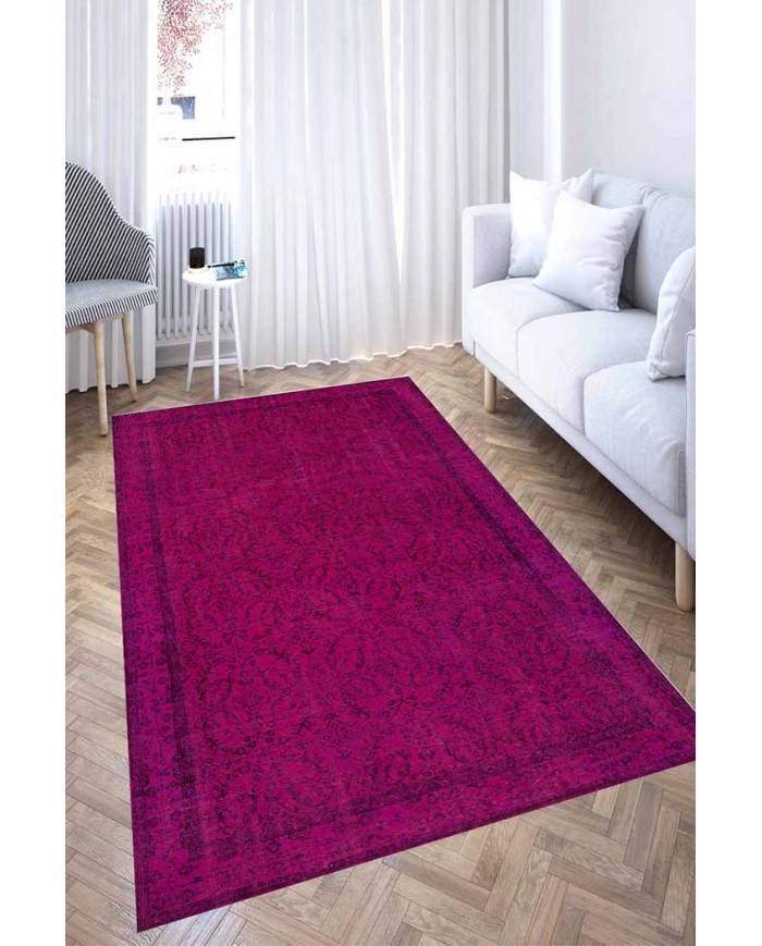 Zingararoseno Eskitme Desenli Pamuk Tabanlı Yıkanabilen Kaydırmaz Antibakteriyel Şönil Salon Halısı