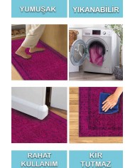 Zingararoseno Eskitme Desenli Pamuk Tabanlı Yıkanabilen Kaydırmaz Antibakteriyel Şönil Salon Halısı