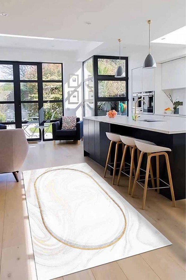 Bold Pamuk Tabanlı Yıkanabilen Kaydırmaz Antibakteriyel Şönil Mutfak Halısı