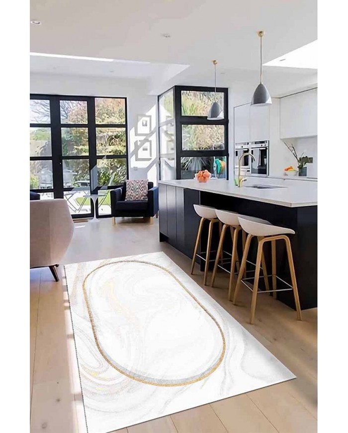 Bold Pamuk Tabanlı Yıkanabilen Kaydırmaz Antibakteriyel Şönil Mutfak Halısı