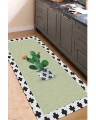 Cactus Pamuk Tabanlı Yıkanabilen Kaydırmaz Antibakteriyel Şönil Mutfak Halısı