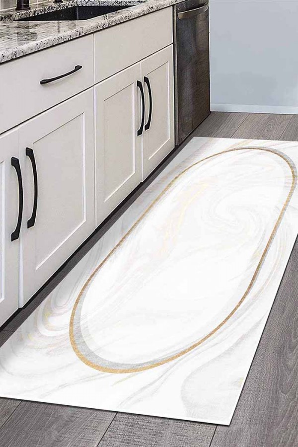 Bold Pamuk Tabanlı Yıkanabilen Kaydırmaz Antibakteriyel Şönil Mutfak Halısı