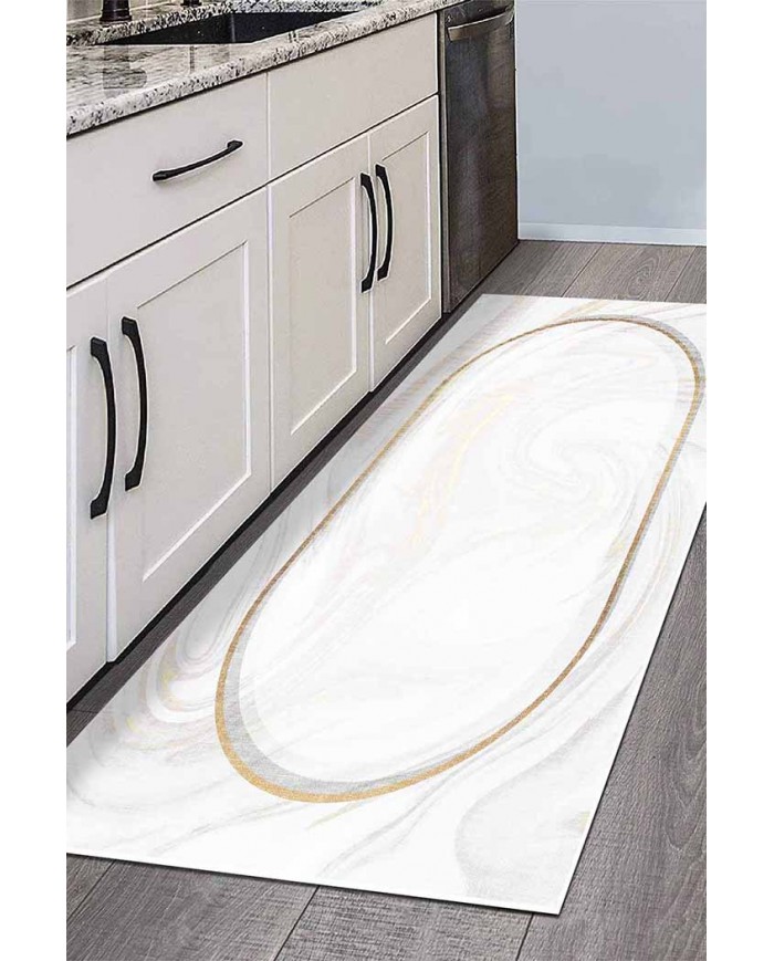 Bold Pamuk Tabanlı Yıkanabilen Kaydırmaz Antibakteriyel Şönil Mutfak Halısı