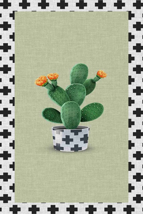 Cactus Pamuk Tabanlı Yıkanabilen Kaydırmaz Antibakteriyel Şönil Mutfak Halısı