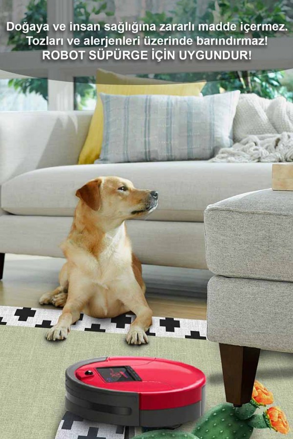 Cactus Pamuk Tabanlı Yıkanabilen Kaydırmaz Antibakteriyel Şönil Mutfak Halısı