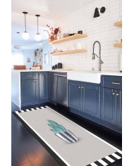 Cumi Pamuk Tabanlı Yıkanabilen Kaydırmaz Antibakteriyel Şönil Mutfak Halısı