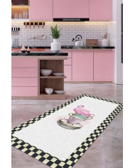 Dalya Pamuk Tabanlı Yıkanabilen Kaydırmaz Antibakteriyel Şönil Mutfak Halısı