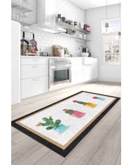 Dande Pamuk Tabanlı Yıkanabilen Kaydırmaz Antibakteriyel Şönil Mutfak Halısı