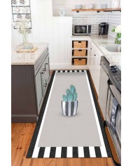 Cumi Pamuk Tabanlı Yıkanabilen Kaydırmaz Antibakteriyel Şönil Mutfak Halısı