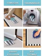 Cumi Pamuk Tabanlı Yıkanabilen Kaydırmaz Antibakteriyel Şönil Mutfak Halısı