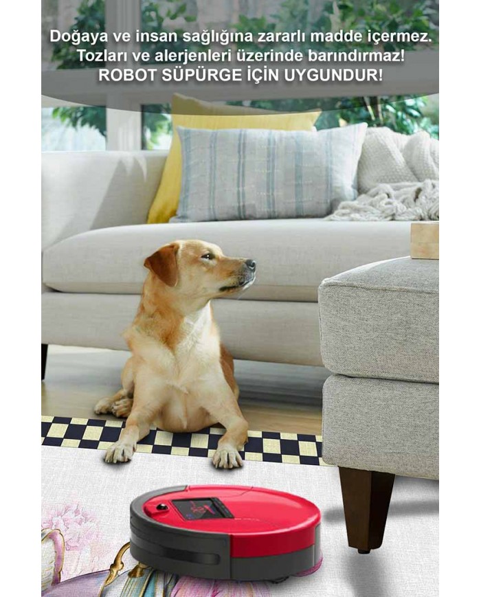 Dalya Pamuk Tabanlı Yıkanabilen Kaydırmaz Antibakteriyel Şönil Mutfak Halısı