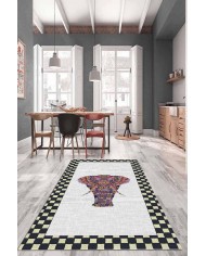 Elephant Pamuk Tabanlı Yıkanabilen Kaydırmaz Antibakteriyel Şönil Mutfak Halısı