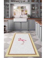 Flamingo Pamuk Tabanlı Yıkanabilen Kaydırmaz Antibakteriyel Şönil Mutfak Halısı