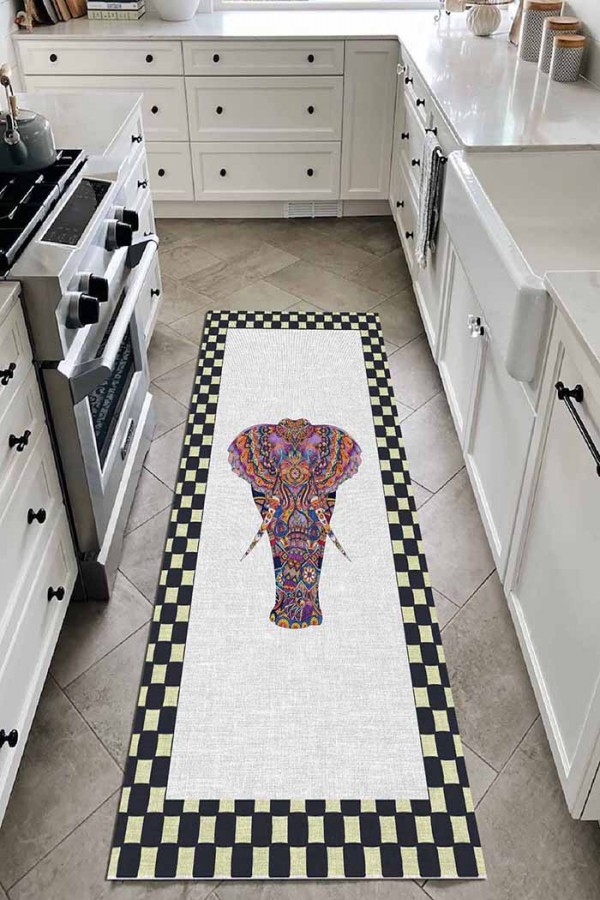 Elephant Pamuk Tabanlı Yıkanabilen Kaydırmaz Antibakteriyel Şönil Mutfak Halısı Elephant Pamuk Tabanlı Yıkanabilen Kaydırmaz Antibakteriyel Şönil Mutfak Halısı