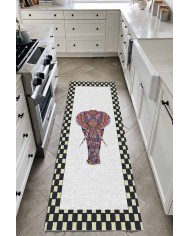 Elephant Pamuk Tabanlı Yıkanabilen Kaydırmaz Antibakteriyel Şönil Mutfak Halısı