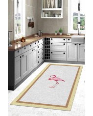 Flamingo Pamuk Tabanlı Yıkanabilen Kaydırmaz Antibakteriyel Şönil Mutfak Halısı