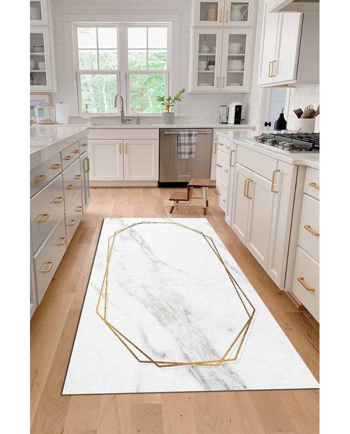 Hardy Pamuk Tabanlı Yıkanabilen Kaydırmaz Antibakteriyel Şönil Mutfak Halısı