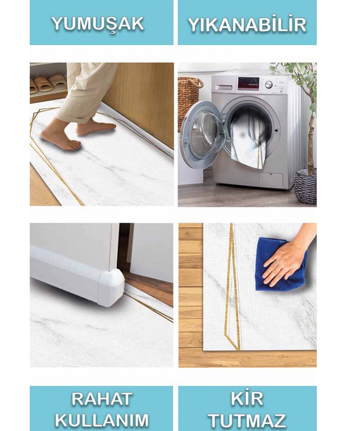 Hardy Pamuk Tabanlı Yıkanabilen Kaydırmaz Antibakteriyel Şönil Mutfak Halısı