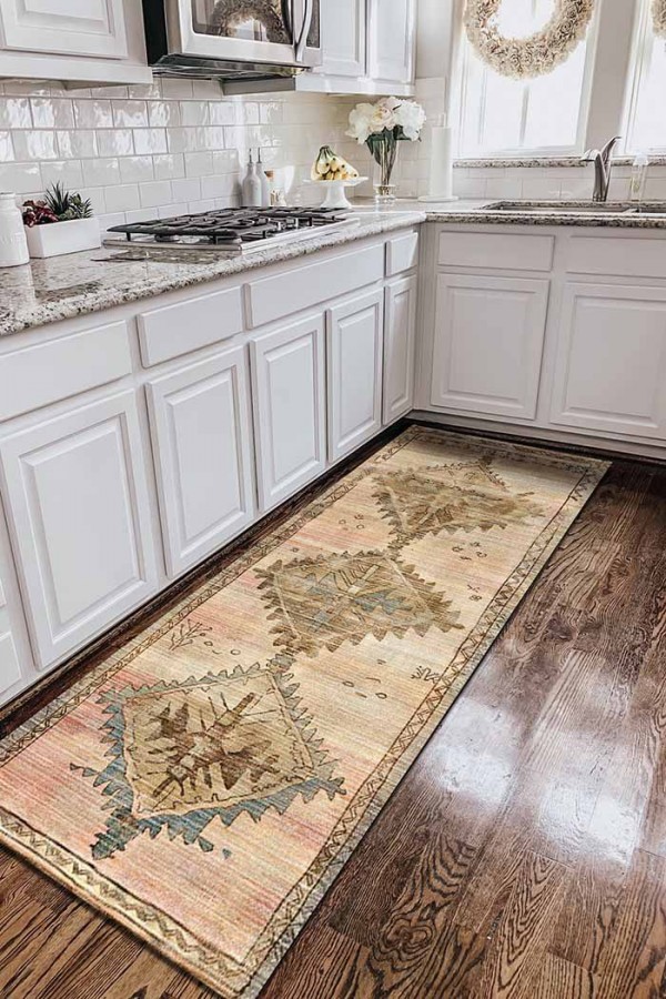 Pallio Pamuk Tabanlı Yıkanabilen Kaydırmaz Antibakteriyel Şönil Mutfak Halısı